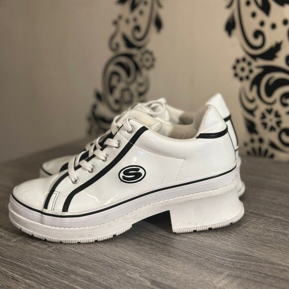 Skechers Women's Heartbeat Platform Block Chunky shoes White - Picture 1 of 4